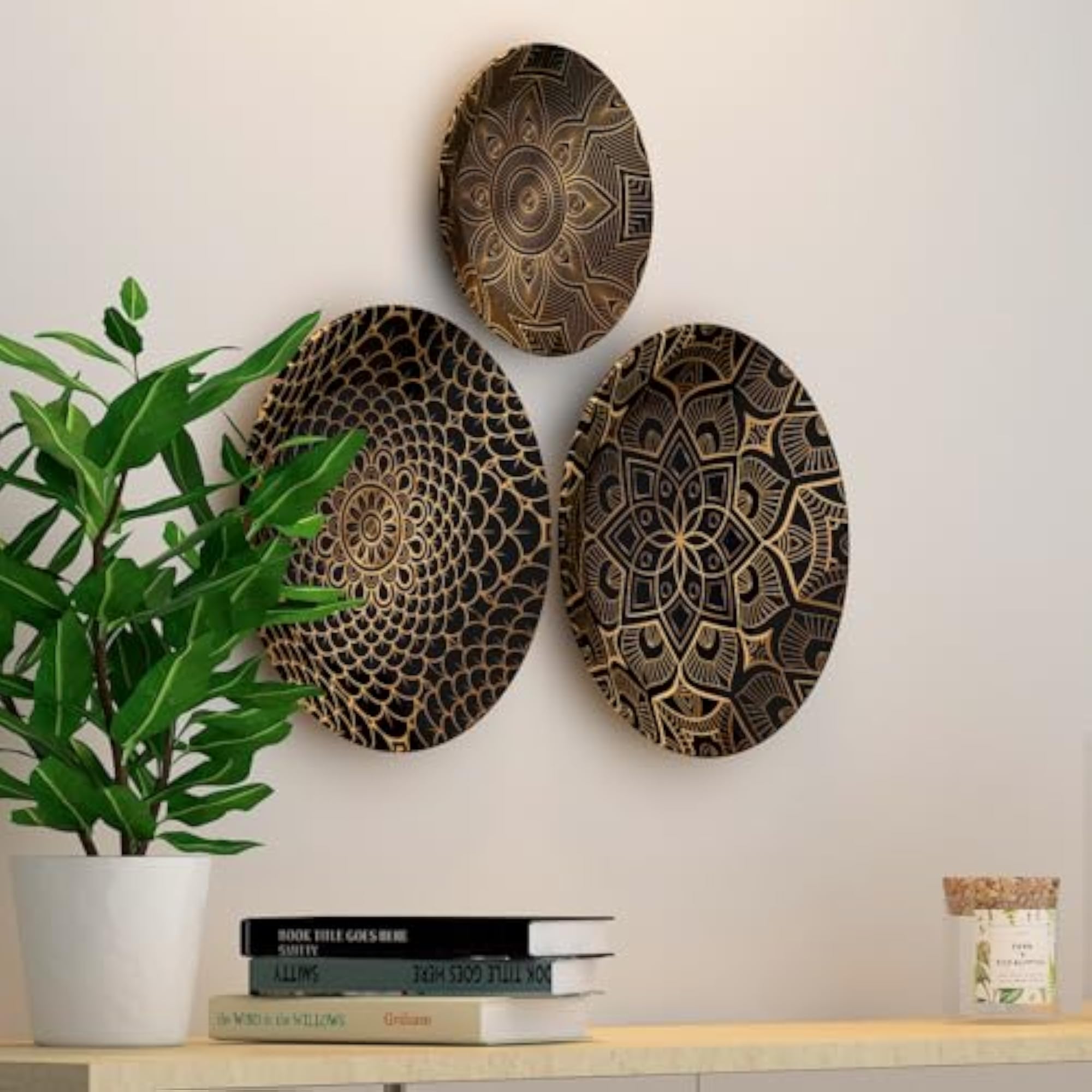 Ceramic Wall Plates with Beautiful Mandala Art, Wall Hanging