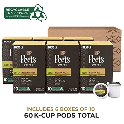 Peet's Coffee, Medium Roast Decaffeinated Coffee K-Cup Pods For Keurig Brewers - Decaf Especial 60 Count (6 Boxes Of 10 K-Cup Pods) #TOP1