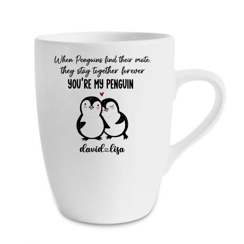 Getagift Personalised When Penguin Find Their Mate, They Stay Together Forever, Valentine's Day Gift, 13 oz Marrow Cup/Mug.