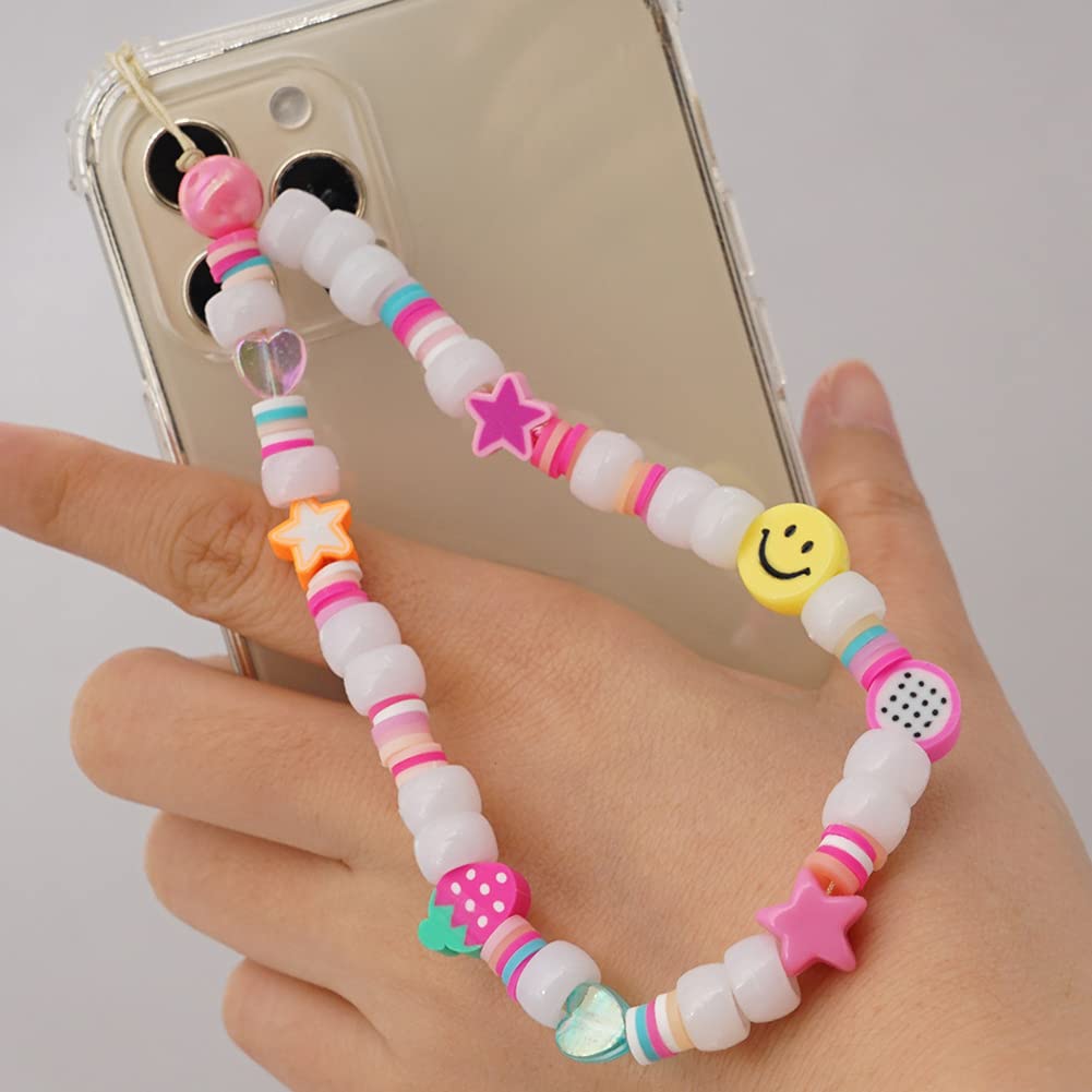 2 Chaînes Téléphone Portable En Acrylique Coloré - Dragonne Décorative Pour Smartphone Et Sac