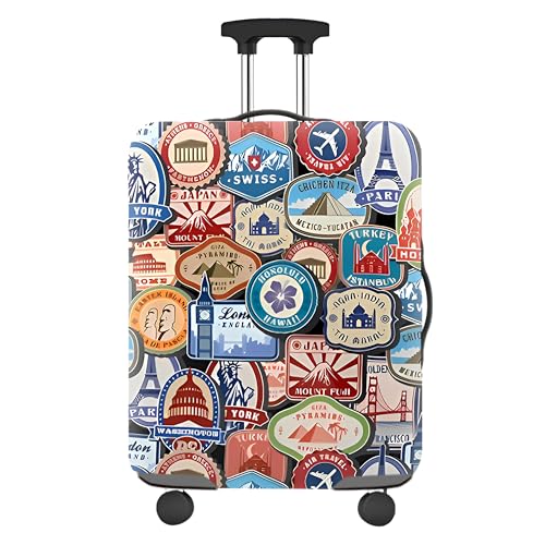 Image of Kraptick Printed Luggage Cover - Suitcase Cover with Double Opening Design,Travel Suitcase Cover for Protection, Protective Elastic Trolley Cover,Travel Bag Cover with Round Printed Design(26-28 Inch)