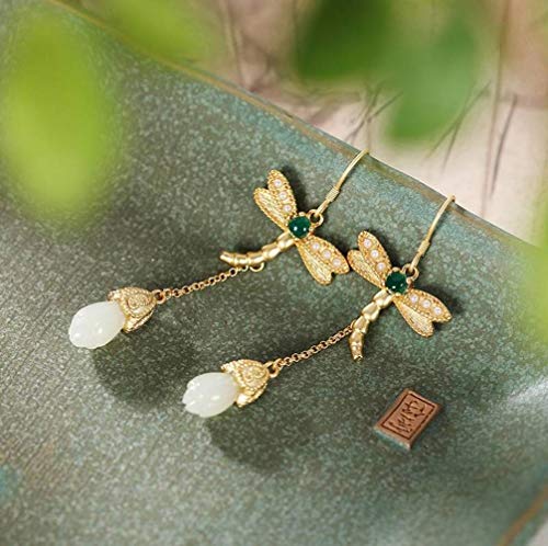 Pendientes de mujer de plata y nefrita un regalo original de estilo chino 5
