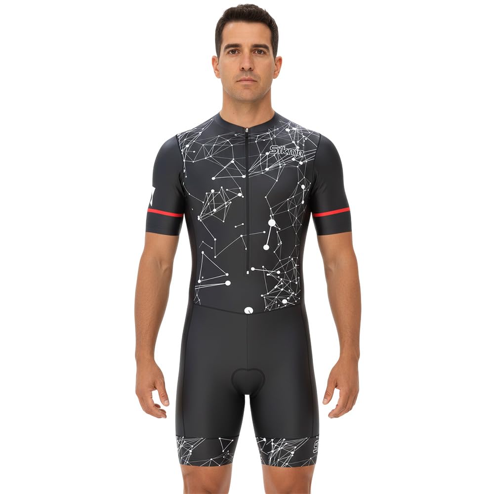 Men's Cycling Skinsuit Gel Padded One Piece Trisuit Bike Top Short Sublimated Design
