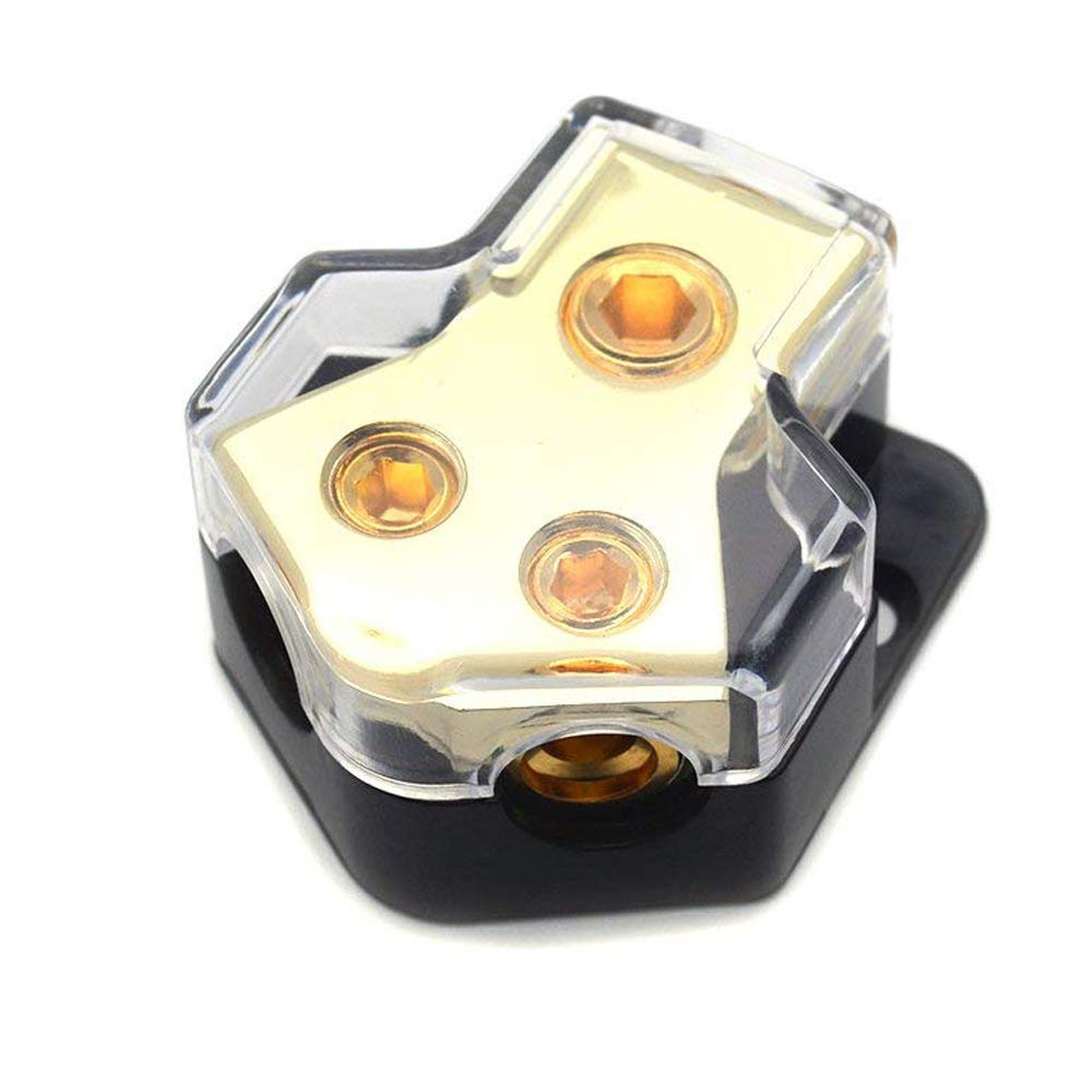 S SYDIEN 1Pc 2 Way Power Distributor Block Car Audio Splitter,1x0GA Input 2x4GA Output