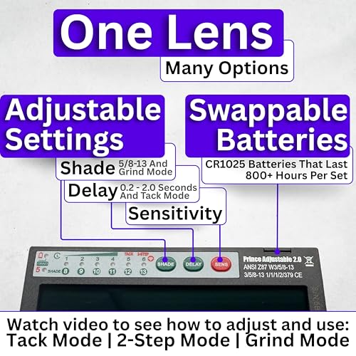 Image of The Duke Adjustable 2.0 | Adjustable Shade 8-13 Red Auto Darkening Welding Lens With Grind Mode | 5A TIG Rating - No Flashing | 2 inch X 4.25 inch X 0.2 inch | Red Welding Lens - Green Puddle | Royal Series 2.0