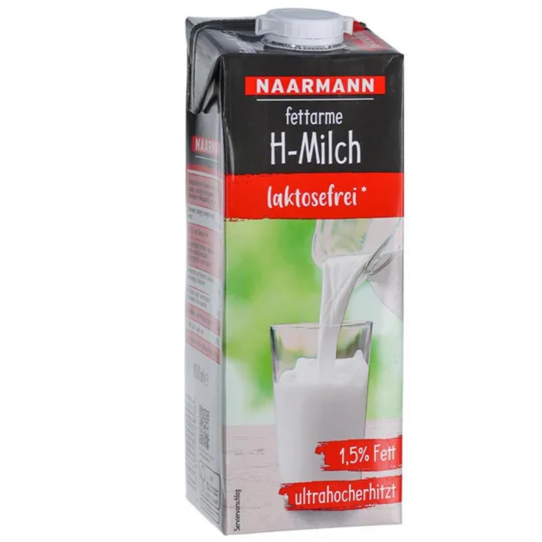Naarmann Milch laktosefreie H-Milch 1,5% Fett Haltbare Milch, je 1 Liter, 24 Stück + pufai