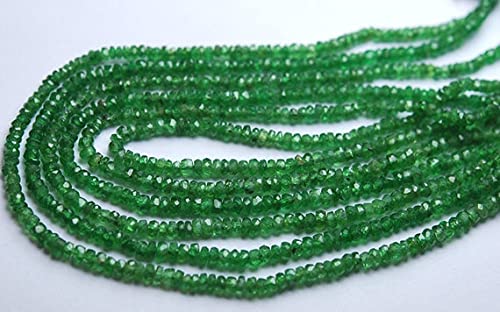 Tsavorite green garnet micro faceted rondells pour création de colliers fins