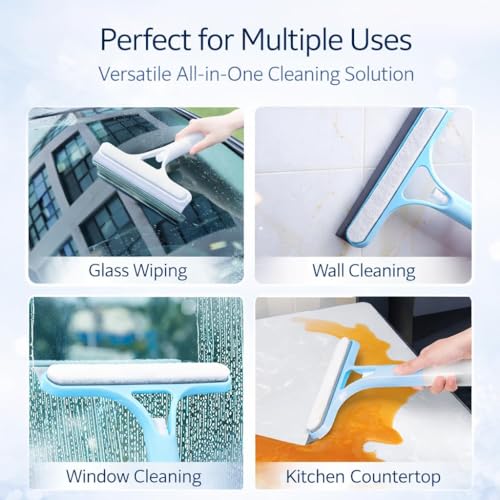 Image of 3-in-1 Window Cleaning Wiper - All-Purpose Kitchen Platform & Glass Squeegee Wiper Multi-Surface Window, Car, Bathroom, Mirror & Glass Cleaner Tool for Home, Kitchen & Office