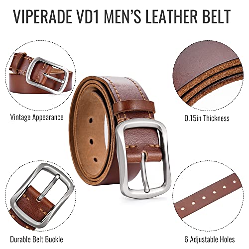VIPERADE VD1 Men’s Genuine Full Grain Leather Belt Single Prong Belt for Jeans Pants Casual Pants Suit Pants Golf Shorts3