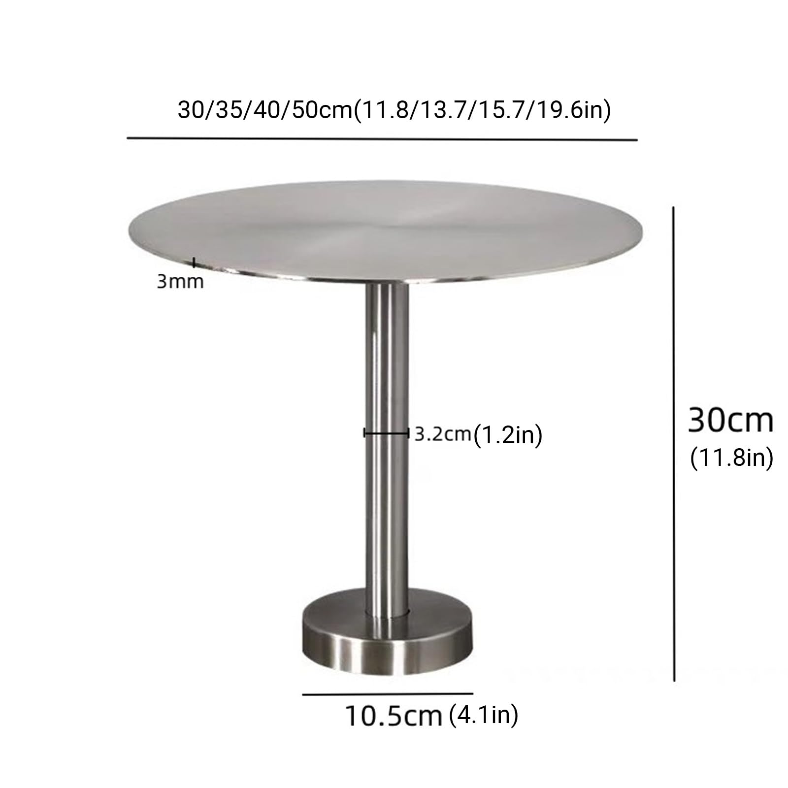 Naścienny stół do kawiarni ze stali nierdzewnej, oszczędzający miejsce, łatwy w instalacji, odporny na rdzę, do restauracji, jadalni, baru, 49,8 cm, okrągły