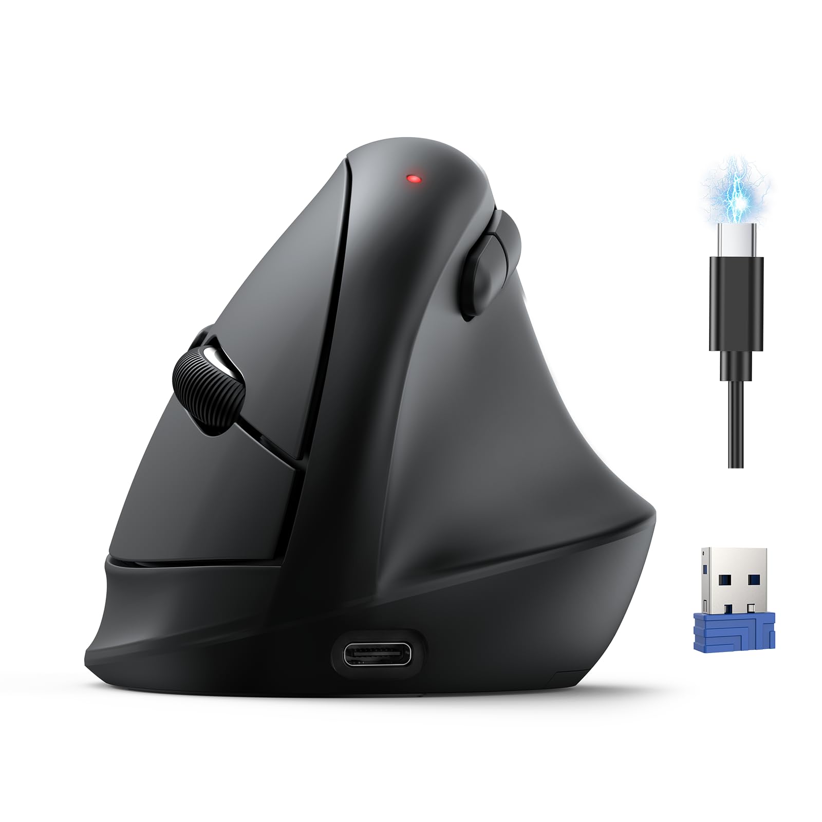 Photo 1 of TECKNET Ergonomic Mouse, Wireless Bluetooth Vertical Mouse (BT5.3/3.0 & 2.4G) Rechargeable 4800 DPI Optical Mouse with 6 Adjustable DPI, Quiet Clicks, USB A Receiver, 6 Buttons - Wide Compatibility