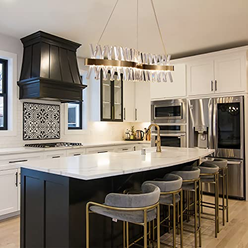 Image of 40 inchGold Linear Crystal Chandelier Modern LED Ceiling Pendant Light Fixture