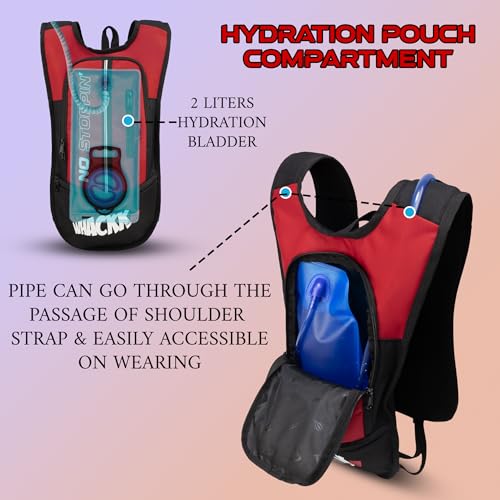 Image of Whackk Marathon Running Bag |Unisex Camping & Hiking | Hydration Pouch Compartment w. Connecting Water ducts Pockets |Exercise & Fitness|Motorcycle Trekking Outdoor (Red)