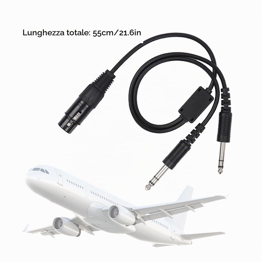 Joyzan Adattatore Per Cuffia Aviazione, Cavo Adattatori Cuffie Aeronautiche | Audio Aerei U 174 Aeronautica Portatile Elicotteri a Doppio Spinotto Generale XLR a GA Doppia Spina 5 Pin Plug And Play