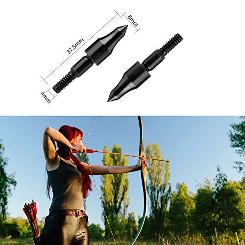 Jiakai 24 Piece Black Screw-In Archery Bullet Points Arrow For Field Target Practice Shooting,100 Grain Each #TOP2