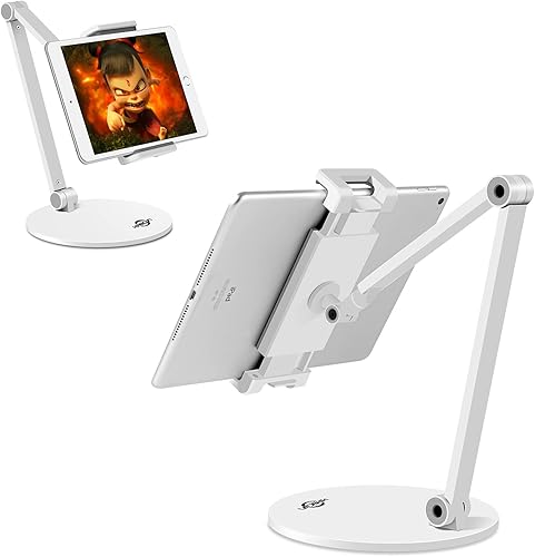 KABCON Soporte para tableta, ajuste ajustable giratorio de 360, multiángulo, nivel de ojo, de aluminio, sólido, brazo largo, soportes para iPad Pro