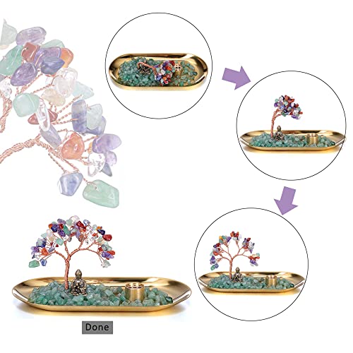 Jovivi AJ2001625 Crystal Incense Holder For Sticks, Healing Crystal Stone Money Tree Buddha Statue Set Incense Burner thumb #4