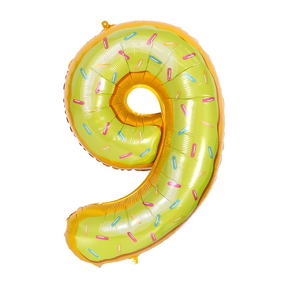 Ancllo Pink 32 Inch Donuts Balloons Birthday Foil Balloon Party Decorations Supplies Helium Mylar Digital Balloons-Donuts Number 9