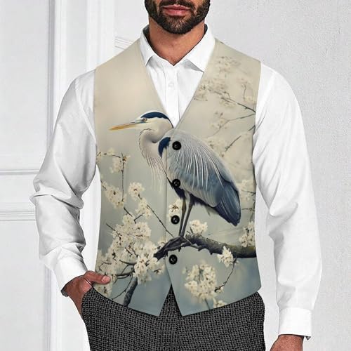 Grey Heron Blue Men's Suit Vests Dress Vest V-Neck Waistcoat Slim Business Formal with Pocket2