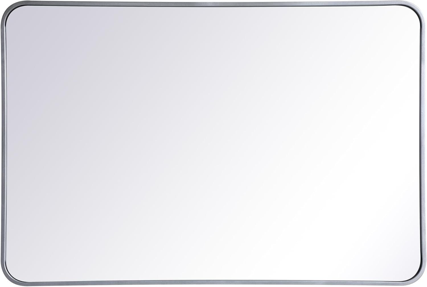 Aura, Soft Corner Metal Rectangular Mirror 18X36 Inch in, Modern, Black