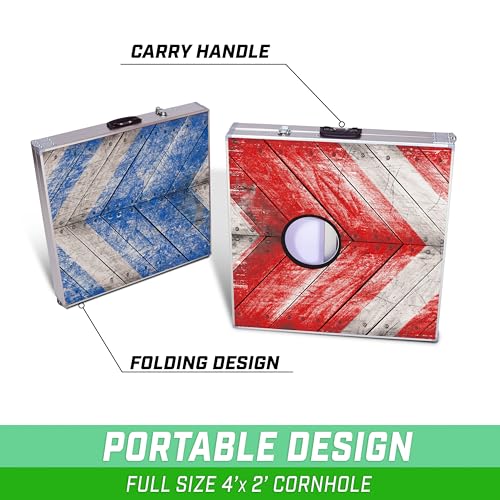 Image of GoSports 4 x 2 ft Ultra Portable Cornhole Board Set - Choose LED Lights or Standard - Regulation Size Corn Hole Games for Adults, Perfect for Tailgating and Camping - Includes 8 Bean Bags & Rules