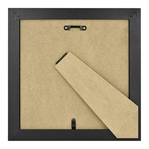 MCS Studio Gallery 8x8 Picture Frame Black Woodgrain, Wall Hanging & Easel for Tapletop Display, Square Photo Frame for Photos, Posters & Art Prints (4-Pack)