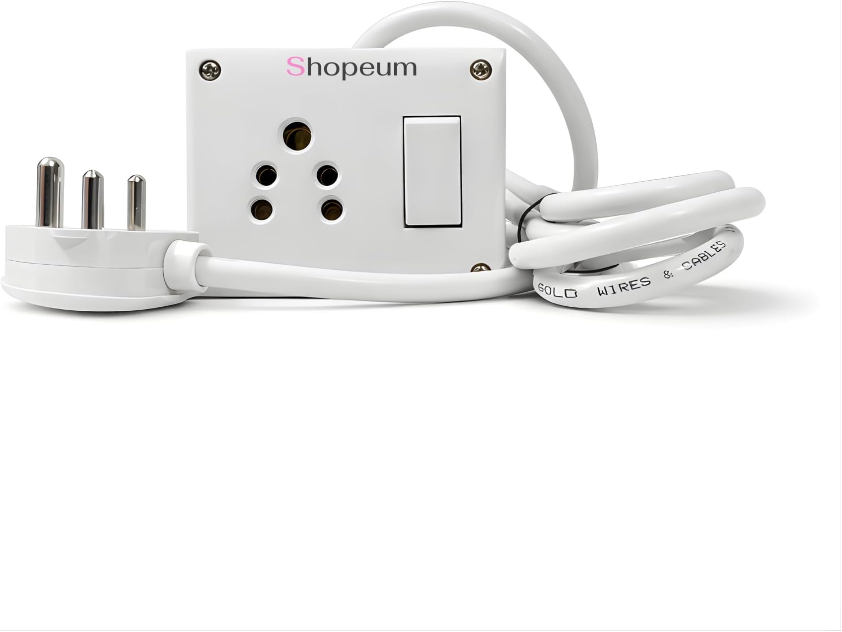 Heavy Duty Extension Cord Board 6A–3 Core 1 sq mm Copper Cable, Wall-Mountable Power Strip with Individual Switch – Long Extension Wire for Home, Office, Kitchen & Festive Lights (4 Meter)