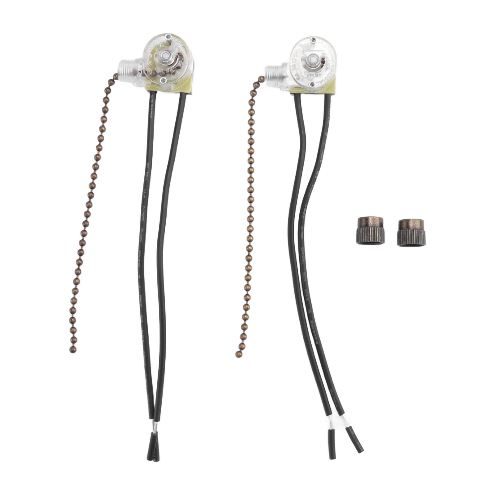 Sknrlko Ceiling Fan Light Switch ZE-109 Two-Wire Light Switch with Pull Cords for Ceiling Light Fans Lamps 2Pcs Bronze