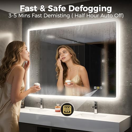 Miroir LED salle de bain 120x70 dimmable rétroéclairé trois couleurs - 3