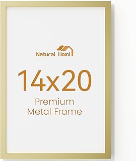 14x20 Aluminum Metal Picture Frame,Tempered Glass Gold Photo Frame 14x20 for Family Photo,Posters,Art,Document to Wall Mount Horizontally or Vertically