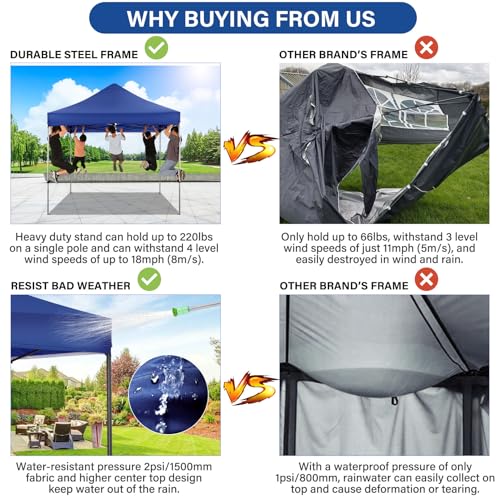 Image of COBIZI 10x15 Heavy Duty Pop Up Canopy Tent with 4 Sidewalls, Purple