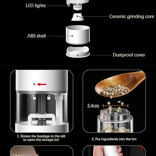Wdbby 2Pcs Electric Salt Pepper Grinder Set Usb Charge Spice Mill Grinder Adjustable Coarseness Pepper Mill Grinder Kitchen Tools (Color : Black) #TOP2