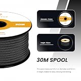 Abma Cord Paracord 550 4mm 30m Linka Sznurek Typ III 7-żyłowa do Biwakowania, Majsterkowania, Zewnątrz, Survivalowy - Max. 250kg (550lb) - Czarny