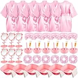 JenPen 6 Set Girls Spa Party Supplies Kids Robes with Accessories Kit Spa Set Party Favors for Spa Party Wedding Birthday(Size 14)