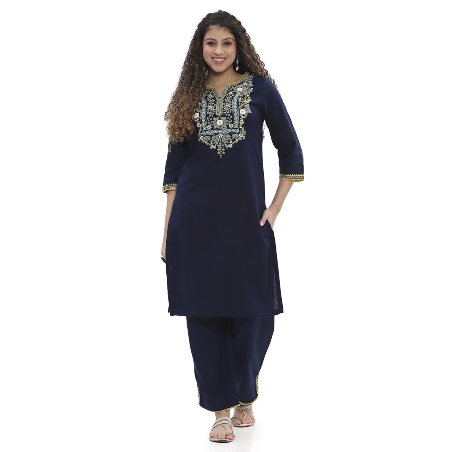 rangriti Women's Cotton Blend Embroidered Kurta Set-picture-24
