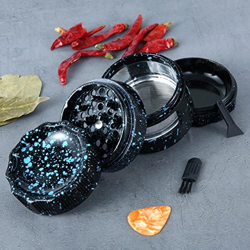 Cocfong Herb Grinder Aluminum Alloy 4 Layer Spice Mills 26 Sharp Grinding Teeth Metal Grinder with 2 Pollen Scraper and 1 Cleaning Brush(2.48", Black1)