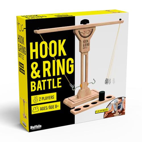 Buffalo Games - Hook & Ring Battle Game – Fast‑Paced Family Party Game | Tabletop Ring Toss for 2 Players Ages 8+ | Head‑to‑Head Dexterity & Skill Game Night Fun