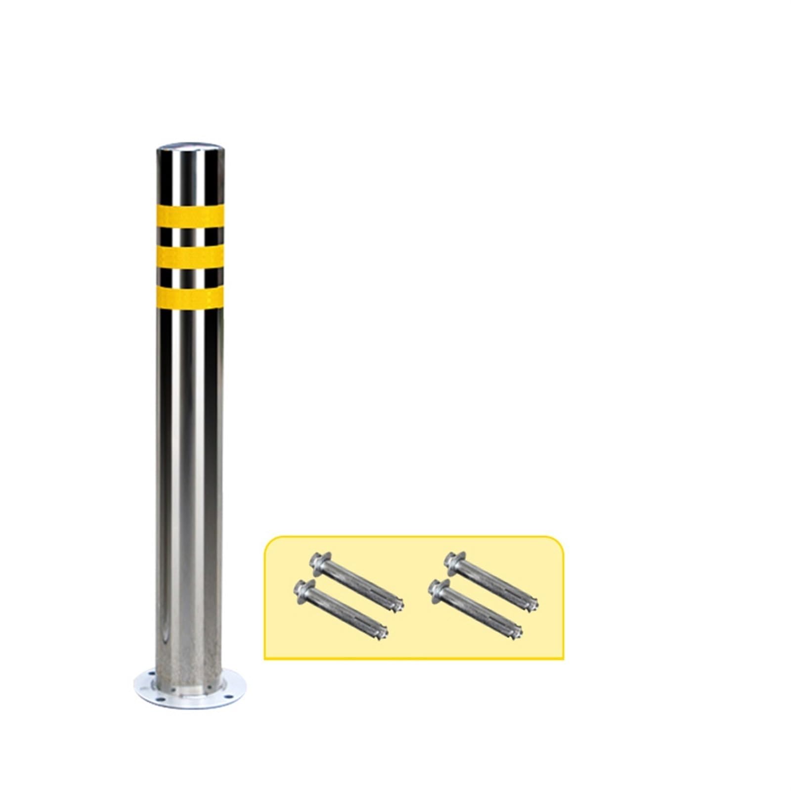 Poste delimitador de tráfico, poste delimitador, poste de cono de seguridad, barrera de estacionamiento de alta resistencia, poste de bolardo de seguridad para entrada de,Silver-60cm/23.6in-3in