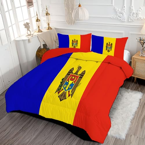 Juego de ropa de cama de Moldavia reversible azul y amarillo 140x200 3