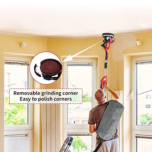 750W Electric Drywall Sander with 12 Discs, Variable Speed, LED Light, Long Hose, Bag - YATTICH YT-916