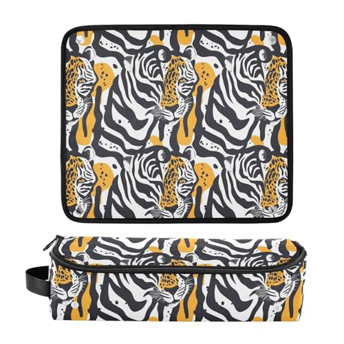 Bolsa de viaje Art Wild Marble para herramientas de cabello, resistente al calor, con tapete para planchas, rizadores y accesorios para cuidado del cabello, organizador portátil miniatura 3