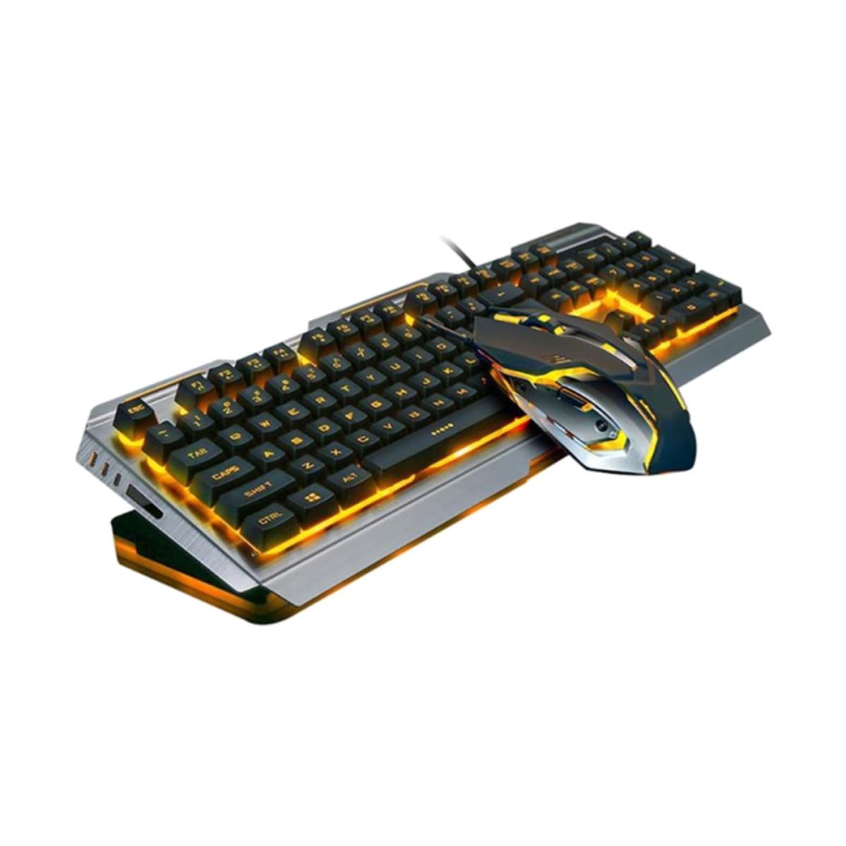 Levemolo Teclado Mecánico y Ratón para Juegos Diseño Retro, Botones Flotantes de Alta Elasticidad, Color Negro y Material Plástico Resistente para Uso Ergonómico