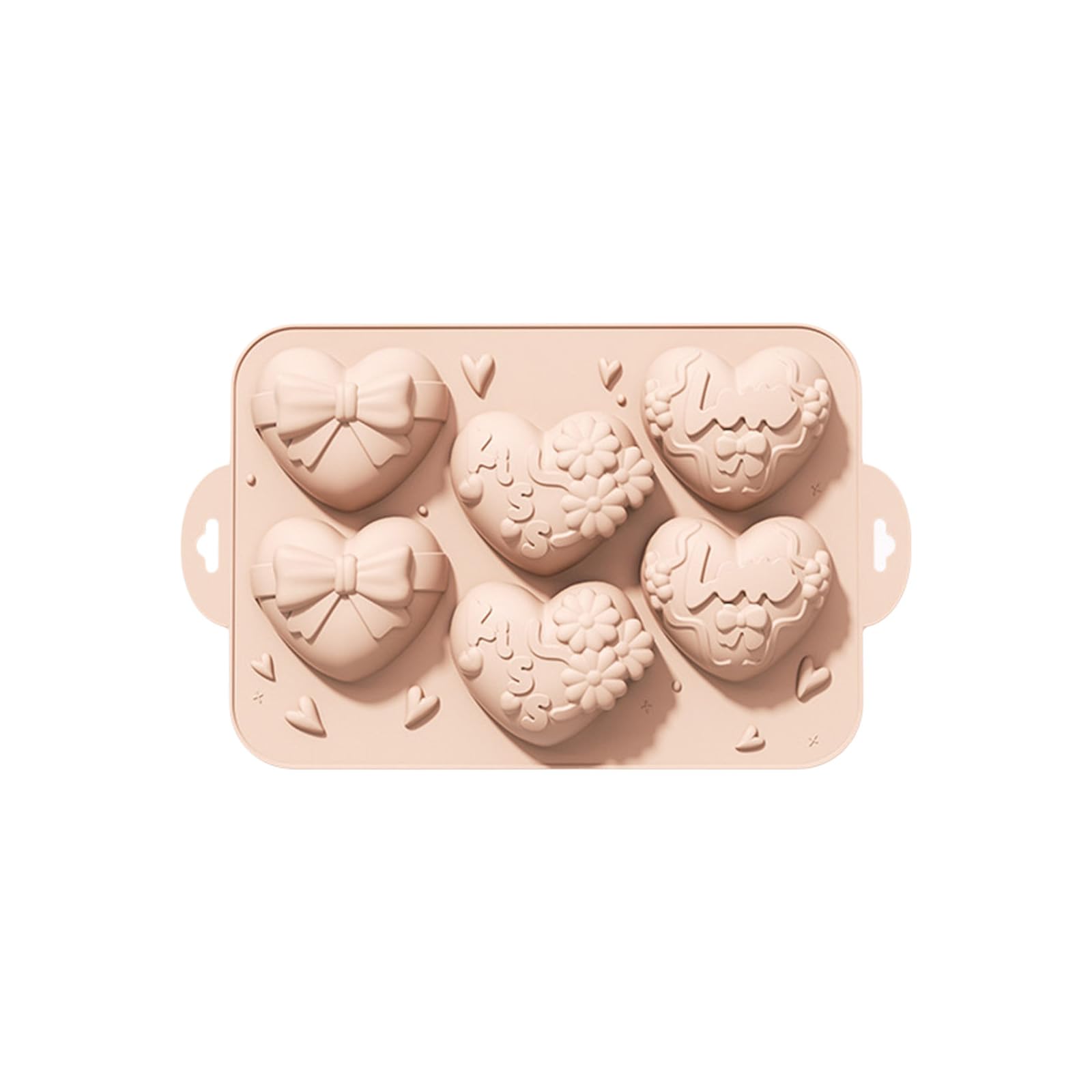ordinarYone 6 Cavity Silicone Heart Shape Cake Mold Kitchen Bakeware for Baking Chocolate Dessert Food Grade Safe Silicone Texture