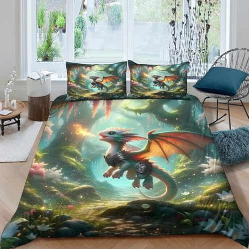 Parure de lit dragon 3D Super King 260x220 en microfibre pour ado - 4