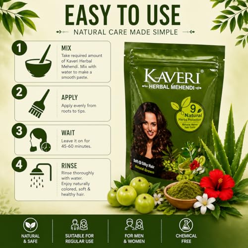 Kaveri Herbal Henna Natural Brown - Polvo de Henna para Cabello 150 g miniatura 6