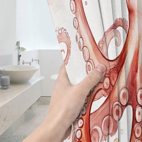 Rideau de douche 180x200 cm en polyester imperméable lavable avec 12 crochets - 5