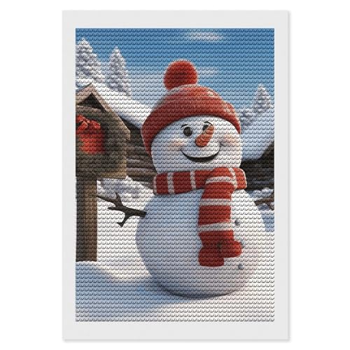 Kit de peinture diamant 5D bonhomme de neige rond PNOMEDPKJ pour adulte