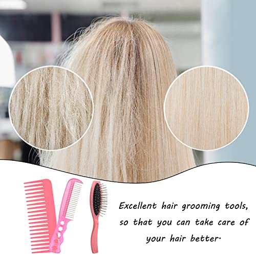 UNVOJL 3-Piece Wig Brush and Detangling Comb Set for Synthetic Hair Extensions and Dolls, Pink - Image 4