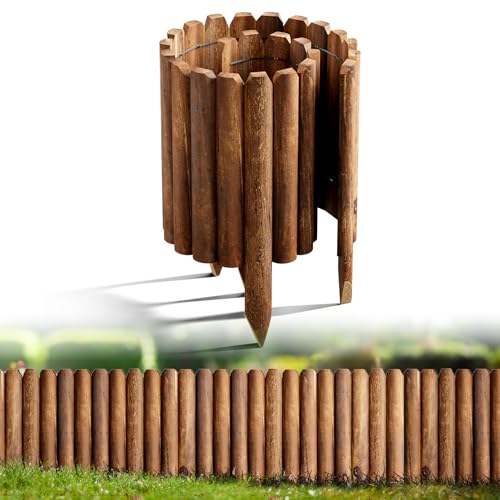 The Fellie Wooden Garden Fence Landscape Border Wooden Fencing Decorative For Pathways/Lawns/Courtyards/Patio/Flower Bed Border, Flexible Indoor And Outdoor Decoration 120CM Length, 35CM Face Height