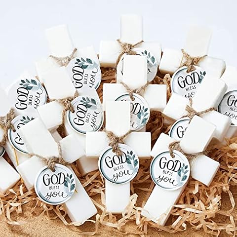 Otuuz 24 Pcs Cross Soap Baptism Favors Baby Baptism Favor Scented Soap Favors Baby Shower Favors Christening Favors Communion Favor for Guests Party Wedding Birthday Gift Bridal Cover